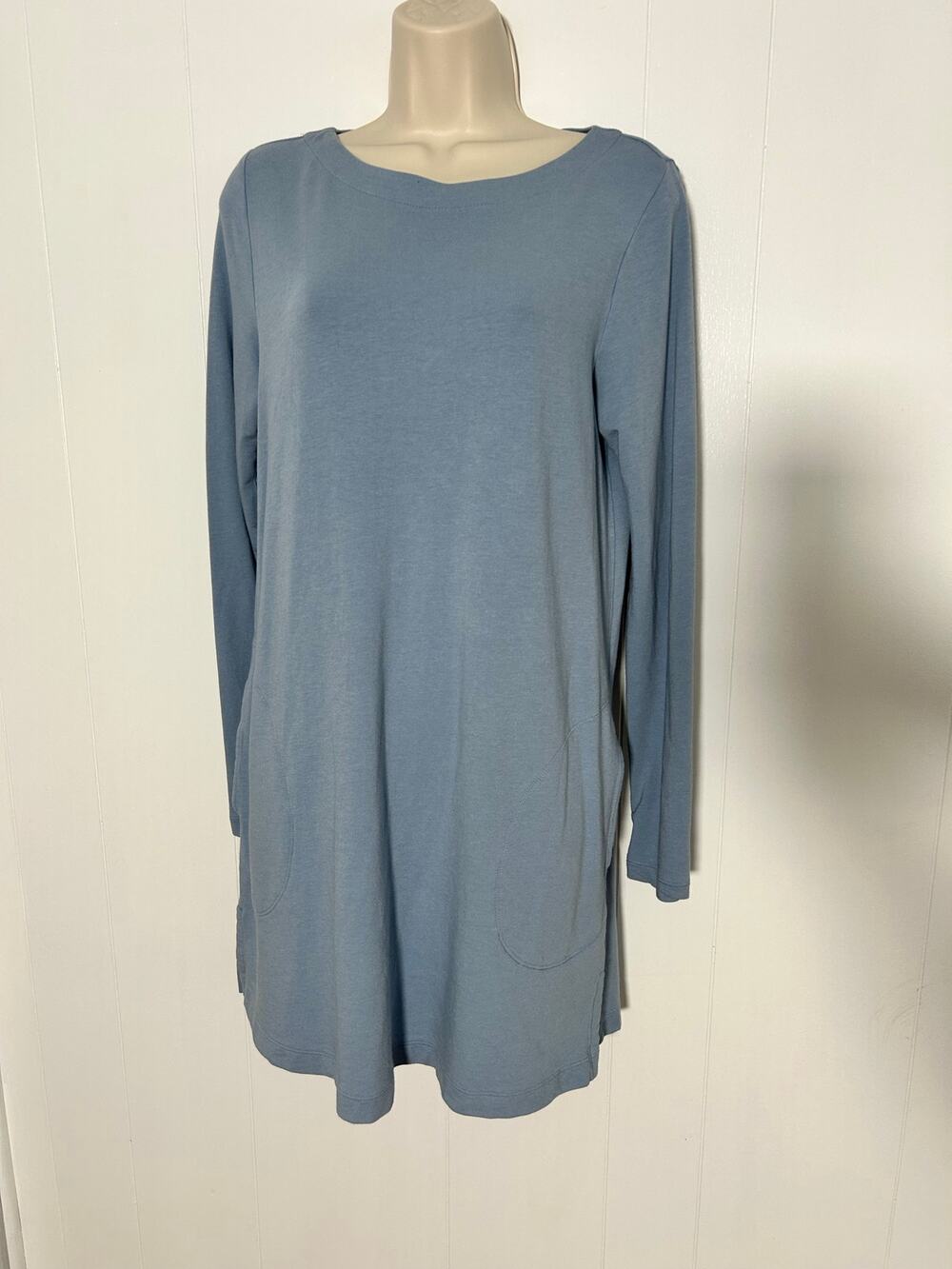 PureJill Affinity French Terry So Soft Women's Tunic Size Small Tall Dusty Blue